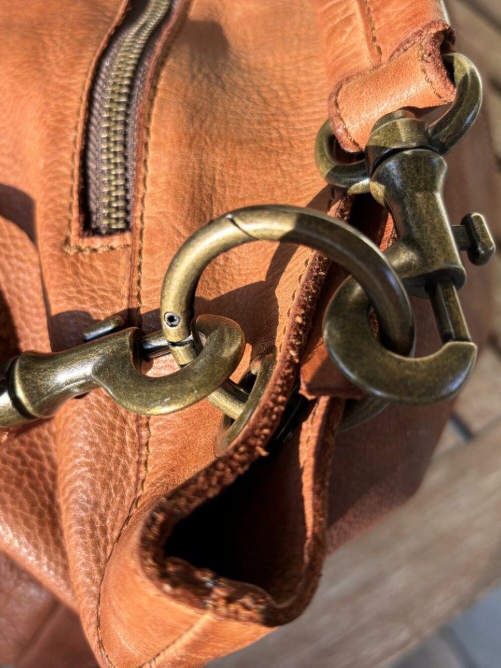 Harbour 2nd Soft Distressed Leather Slouchy Hobo Tote Bag Boho Cognac Brown - Picture 4 of 10